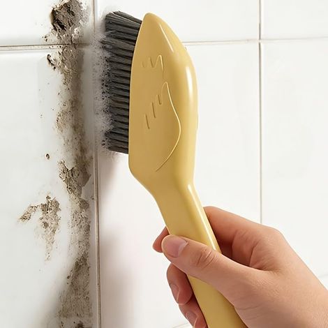 Multifunktionale Reinigungsbürste In Schwanenform Mit Integriertem Spatelkopf Für Hartnäckige Flecken. Gelb. Für Küche, Bad Und Möbelecken.
