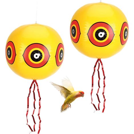 Set Mit 2 Vogelscheuchen-ballons, Anti-vogel-ballons Mit Augen, Taubenabwehr-ballons, Taubenabwehr, Taubenbarrieren Mit Seil, Gelb, 40 Cm