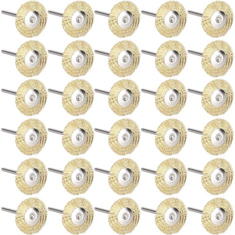 (messingdraht) 30 Stück Stahldrahtbürsten, Mini-metallbürsten, Topfbürsten, Polierscheiben, Bürsten Zum Polieren, Reinigen, Rosten, Korrosion, Lack