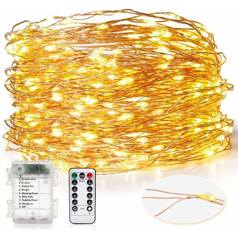 Batteriebetriebene Lichterkette, 30 M, 300 Leds, Für Drinnen Und Draußen, Wasserdicht, Kupferdraht, Warmweißes Licht Für Rustikale Hochzeiten, Weihnachten Und Geburtstage