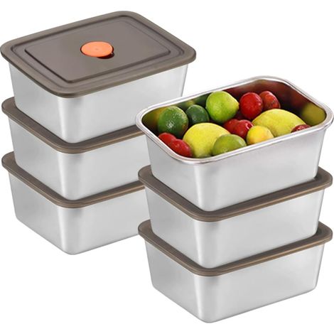 Set Mit 6 Edelstahl-vorratsdosen Mit Deckel, Stapelbar Und Wiederverwendbar, Ofen-, Gefrier- Und Spülmaschinenfest, 550 Ml