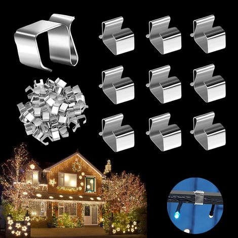 50 Stück Dachrinnenhaken Für Lichterketten, Dachrinnenhaken Für Den Außenbereich, Metall-lichterhaken Für Außenbeleuchtung, Weihnachtslichterclips Aus Edelstahl