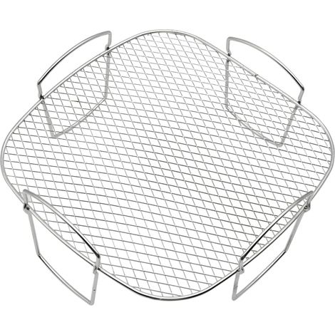 (20,5 X 20,5 X 9 Cm) Grillaufsatz Für Heißluftfritteusen, Edelstahlrost Und Dampfeinsatz, Geeignet Für Heißluftfritteusen Mit Einem Fassungsvermögen Von 3,5 Bis 5,8 Litern, Dörreinsatz