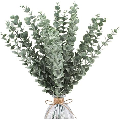 24 Künstliche Eukalyptuszweige, Naturgetreue Grüne Eukalyptusblätter, 38 Cm, Ideal Für Hochzeitsarrangements Und Dekorationen Zu Hause.