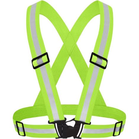 Hochsichtbarer, Reflektierender Sicherheitsgurt, Verstellbar, Fluoreszierend Grüne Weste, Unisex