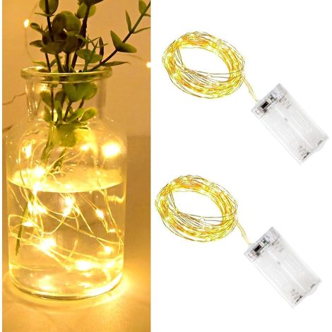 2-teilige Led-lichterkette, 1 M Lang, 10 Leds, Batteriebetrieben, Für Weihnachtsfeiern, Feste Und Zur Dekoration Von Zimmer Und Garten