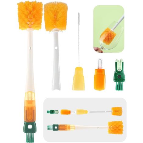 5-in-1 Tragbare Reinigungsbürste Mit Strohhalmbürste, Multifunktionalem Langen Griff Zum Reinigen Von Bechern Mit Schmalem Hals, Ausguss-/deckelreinigungsbürsten