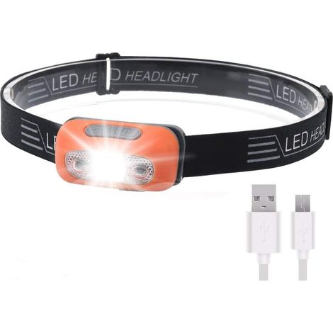 Superhelle Led-sensor-stirnlampe, Leicht, Wasserdicht, Usb-aufladbarer Akku, 5 Modi Für Laufen, Radfahren, Angeln, Camping, Wandern Und Kinder (b6 Orange)