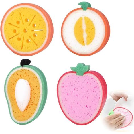 Baby-badeschwamm, Konjac-badeschwamm-set Für Babys, 4-teilig, Konjac-schwämme, Baby-badeschwämme, Natur-badeschwämme In Niedlichen Formen, Hübsche Badeschwämme In Fruchtform