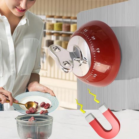 Stück 7,6 X 6,5 Cm (rot) Digitaler Magnetischer Küchentimer, Manueller Countdown, Mechanischer Timer, Küchentimer, Duschtimer