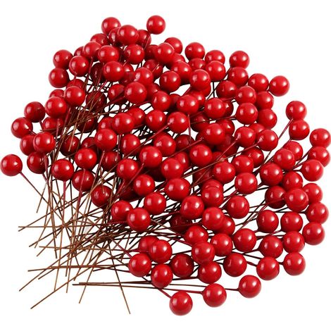 100 Künstliche Weihnachtsbeeren (stechpalmenbeeren) Für Weihnachtsgirlanden, Girlandenbastelbedarf, Weihnachtsdekoration