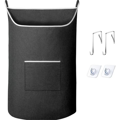 (schwarz, 1er-pack) Xl Schwarzer Hänge-wäschesack, Aufbewahrungskorb Zum Einhängen Über Der Tür Mit Großer Öffnung