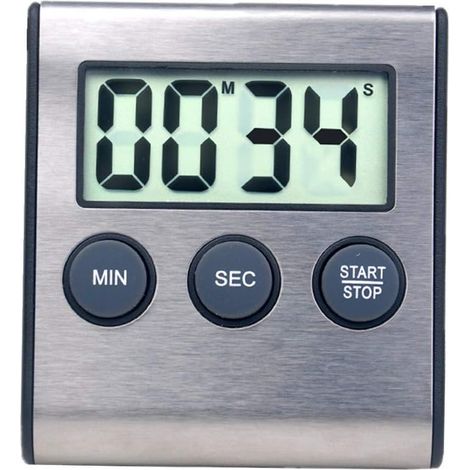 Schwarzer Mini-digitaltimer Mit 100-minuten-countdown Und Stoppuhrfunktion, Für Küche, Sport, Lernen, Meetings, Parken, Medizinische Behandlungen, Edelstahl