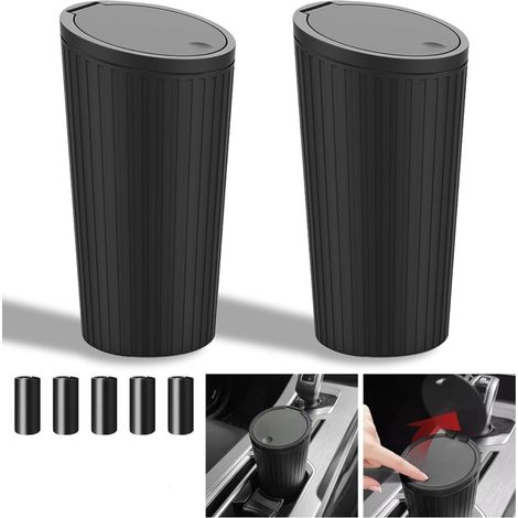 Set Mit 2 Mini-automülleimern Mit Deckel, Wasserdicht Und Geruchsdicht, Waschbar, Inklusive 5 Müllbeutelrollen Für Haushalt Und Küche
