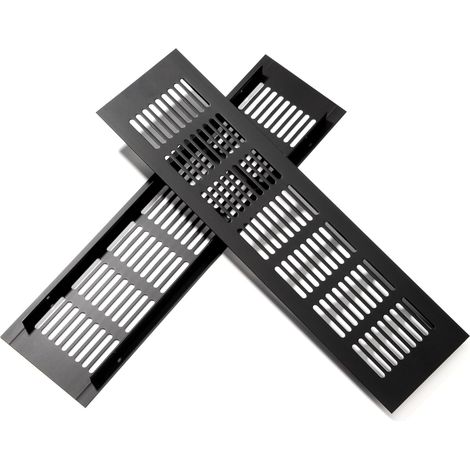 30 X 8 Cm Schwarzes 2-teiliges Rechteckiges Aluminium-lüftungsgitter Zur Belüftung Von Schränken Und Schlafzimmern