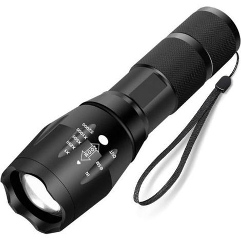 Superhelle Taktische Led-taschenlampe Mit Einstellbarem Zoom Und Fokus, Mini Wasserdicht, Sos-blitzlicht-sicherheitsfunktion [energieklasse A+++]