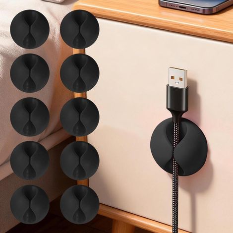 Set Mit 10 Kabelmanagement-clips Für Den Schreibtisch Zur Kabelorganisation, Selbstklebende Kabelhalter, Usb-ladekabel Und Für Mehr Ordnung Auf Dem Schreibtisch.
