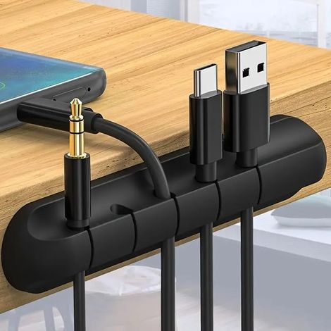 Steckplätze, 2er-pack Schwarze Kabelmanagement-clips, Selbstklebende Clips Für Schreibtisch, Nachttisch, Netzkabel, Mauskabel, Computerkabel, Büro, Zuhause