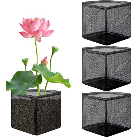 Set Mit 4 Wiederverwendbaren 7-zoll-netz-pflanzsäcken Für Gartenteiche, Atmungsaktive Quadratische Blumentöpfe Für Teiche, Moore Und Landpflanzen