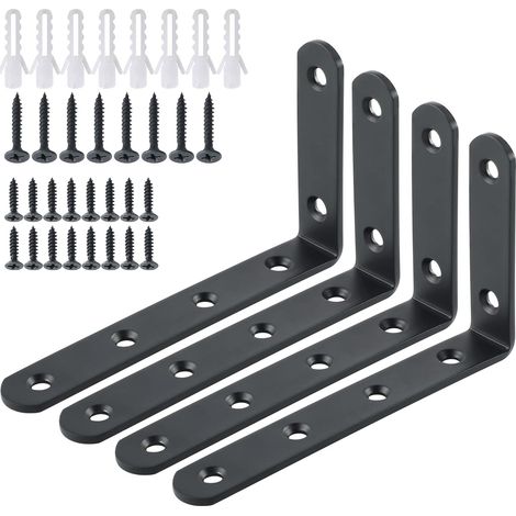 Stück 125 X 75 Mm Matte Schwarze Wandregalhalterungen, 90-grad-wandregalstütze Aus Edelstahl Für Bücherregale, Wohnzimmer, Schlafzimmer, L-förmig