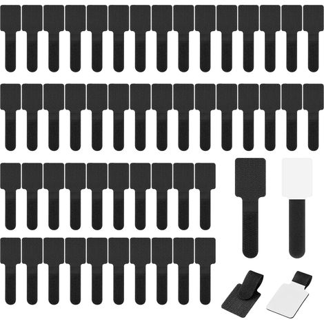 50 Stück Kabelmanagement-bänder Für Den Schreibtisch, Wiederverwendbare Klebe-kabelbänder, Verstellbare Klett-kabelbinder Für Datenkabel (schwarz)