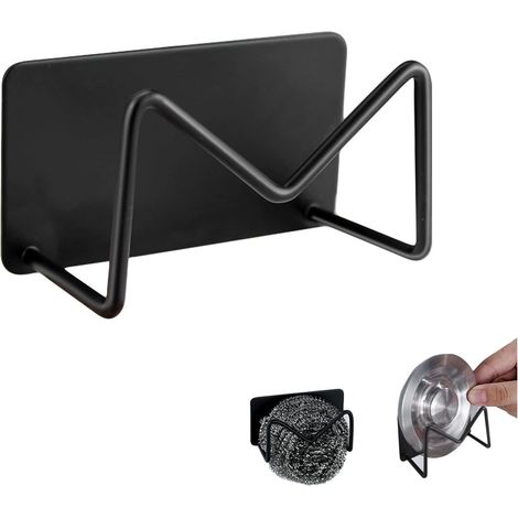 (schwarz) Set Aus 2 Wasserdichten Und Selbstklebenden Schwammhaltern Aus Robustem Edelstahl Zum Abtropfen Und Aufbewahren Von Schwämmen.