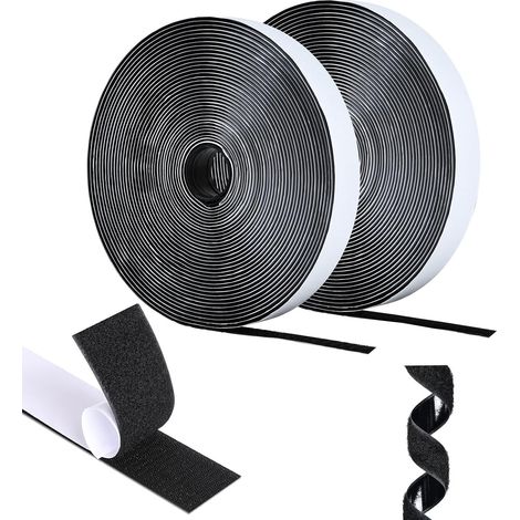 Schwarzes, Doppelseitiges, Selbstklebendes Klettband, 5 M X 20 Mm, Starke Klettverschlüsse, Hochklebendes Klettband Für Haushalt, Heimwerkerprojekte Und Bastelarbeiten