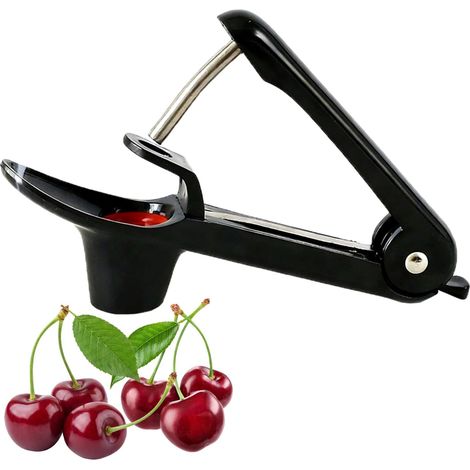 Kirschentsteiner, Kirsch-, Pflaumen-, Obstentsteiner, Multifunktionaler Handentsteiner (schwarz), Tragbarer Entsteiner, Obstentsteiner Für Die Küche