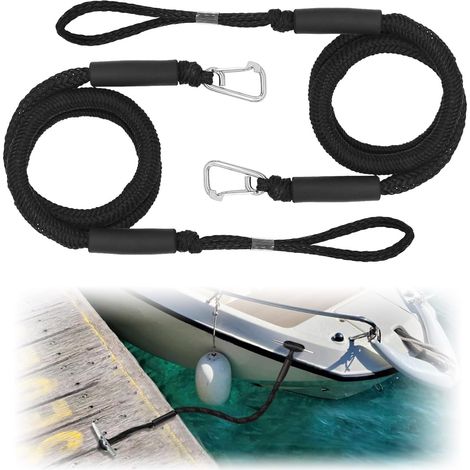Set Aus 2 Elastischen Bootsfestmacherleinen (je 1,2 M) Mit Edelstahlclip Und -schnalle, Verstellbare Elastische Ankerleine, Robustes Festmacherseil Für Jetski, Kajak, Kajak, Pontonboot