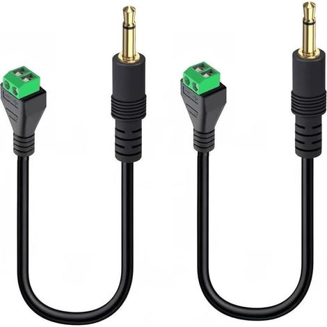 3,5-mm-klinkenstecker (2er-pack), Mono-ts-stecker Auf 2-poligen Schraubklemmenadapter, 30 Cm Langes Schwarzes Audiokabel, Lötfrei, Für Diy-pc-lautsprecher Und Headsets
