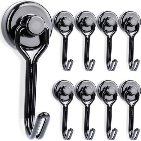 Set Mit 8 Extra Starken Neodym-magnethaken, 10 Kg + 16 Mm. Drehbare Magnethaken Mit Starken Magneten. Zum Aufhängen An Der Decke, Beim Camping, Im Wohnmobil Oder Beim Grillen.