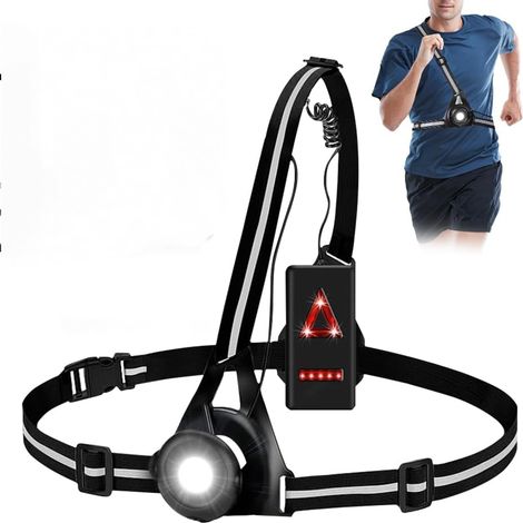 Wiederaufladbare Lauflampe, 1500 Mah Usb-brustlampe, 250 Lumen, 3 Modi Mit Um 90° Verstellbaren Led-reflektorstreifen Zum Joggen Und Gehen [energieklasse