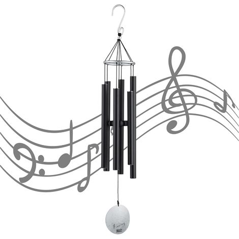 Schwarze 90 Cm Lange Windspielröhren Zum Aufhängen Mit Furin-haken, Natürliche Dekoration, Melodisch Und Elegant, Geschenk Für Garten Und Zuhause
