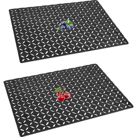 Set Mit 2 Spülbeckenschonern (30 X 40 Cm, Schwarz) Für Keramik-/edelstahlspülen, Zuschneidbare Abtropfmatte