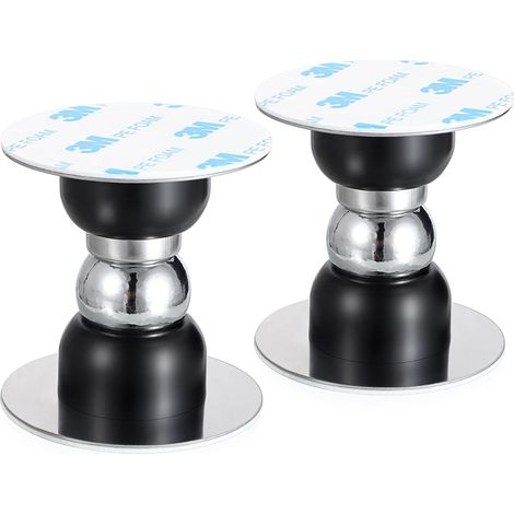 Set Mit 2 Schwarzen Magnetischen Türstoppern Mit Kleberückseite. Kein Bohren Erforderlich. Metall.