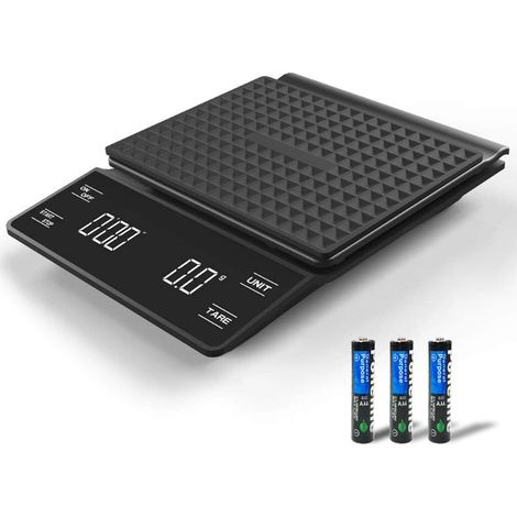 3t6b Elektronische Küchenwaage, Kochwaage Mit 0,1 G Genauigkeit, Wiegebalken Für Lebensmittel, Led-anzeige, Zeiterfassung, 3000 G Kapazität (batterie Enthalten)