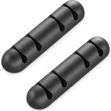 (schwarz) 2 Kabelclips, Je Für 4 Kabel, Kabelmanagement-organizer Für Zuhause Und Büro, Leiste A