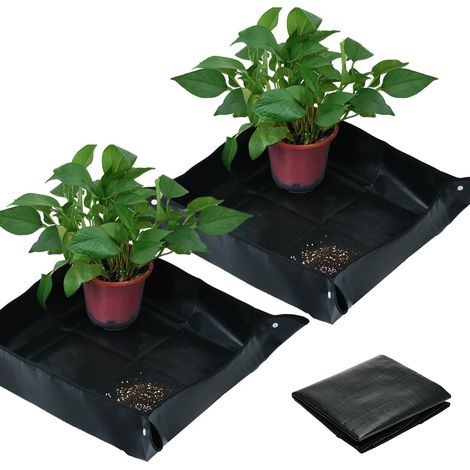 Set Mit 2 (schwarzen) Wasserdichten Pflanzmatten (66 X 66 Cm), Faltbare Gartenmatten Aus Polyethylen, Ideal Für Den Innenbereich Und Sauberes Gärtnern