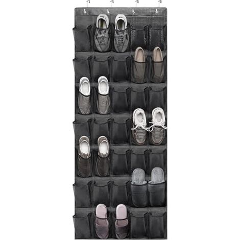 Wandmontiertes Schuhregal, Hängender Schuhorganizer Mit 35 Großen Fächern, Türhänger, Faltbares Schuhregal Mit 4 Haken Für Bad, Schlafzimmer, Küche