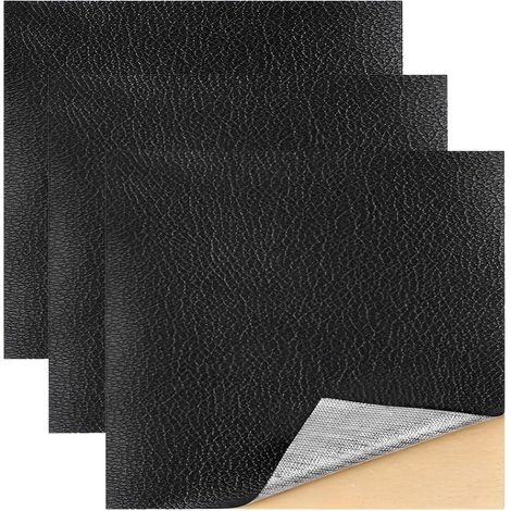 20 X 30 Cm, 3 Selbstklebende Kunstlederflicken, Kunstleder-reparaturset, Schwarz, Für Autositze, Sofas, Möbel, Taschen