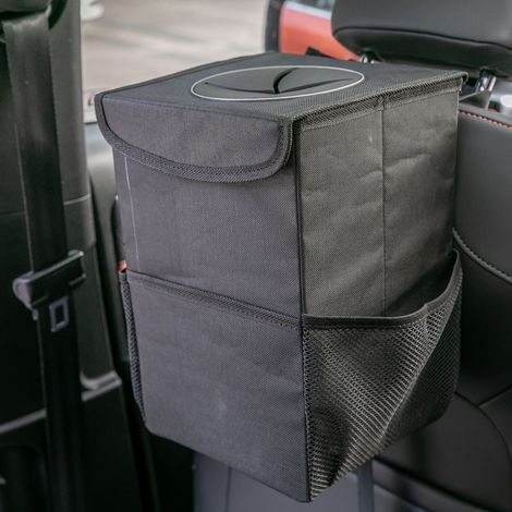 Auto-mülleimer Mit Deckel, Hängender Auto-müllbeutel Mit Aufbewahrungstaschen, Faltbar Und Tragbar, Auslaufsicherer Auto-organizer, Großes 6-liter-fassungsvermögen, Multifunktionaler Mülleimer