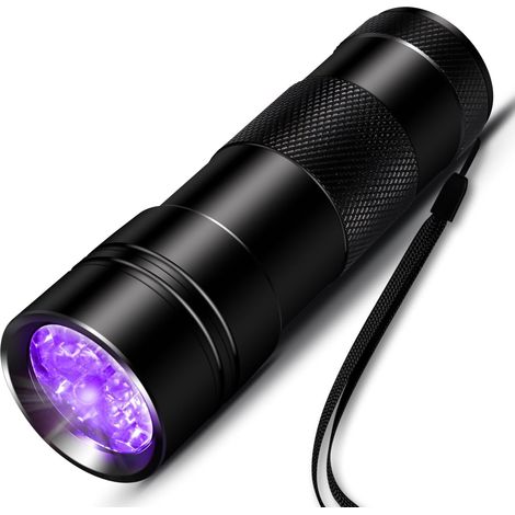Uv-schwarzlicht-taschenlampe, 12-led-taschenlampe, 395 Nm Ultraviolettes Licht Für Geocaching, Haustierurin-detektor, Haustierurin-detektor