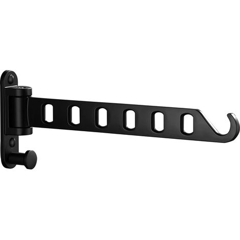 Wandhängender Wäscheständer Mit Haken, 180° Ausziehbar, Rostfreies Aluminium, Tragkraft 10 Kg, Ideal Für Badezimmer, Waschküche, Balkon, Zum Bohren, Schwarz