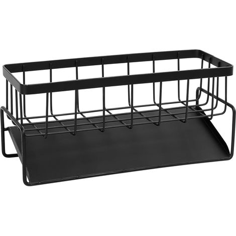 Spülbeckenschwammhalter, Küchenorganizer, Spülbeckenschwammablage, Schwammhalter, Abtropfgestell, Schwarz