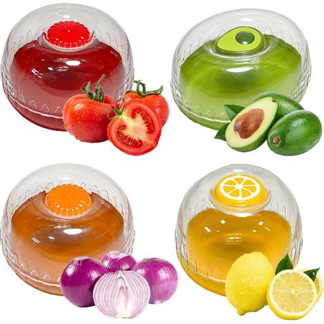 4er-set Aufbewahrungsbehälter Für Obst Und Gemüse, Wiederverwendbare Kunststoffboxen Für Den Kühlschrank, Für Zwiebeln, Avocados, Tomaten Und Zitronen, Mit Deckel