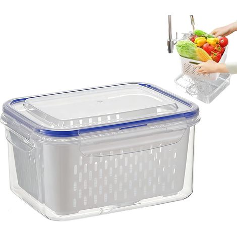 Stapelbare, Auslaufsichere Kühlschrank-aufbewahrungsboxen, Transparente Obst- Und Gemüsebehälter, Herausnehmbarer Siebeinsatz, Vielseitiges Kühlschrank-organizer-set