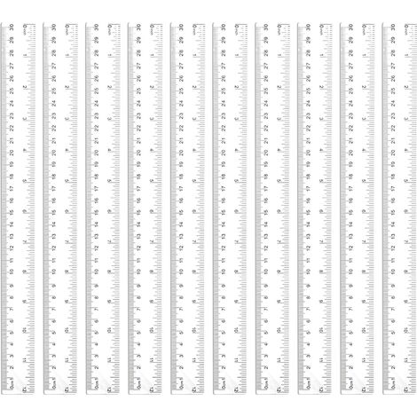 Set Mit 10 Transparenten Kunststofflinealen, 30 Cm Lang. Gerade Kunststofflineale Mit Metrischer Und Zoll-skala. Präzises Messwerkzeug Für Schule, Büro Und Haushalt.