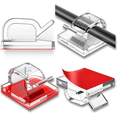 Packung Mit 100 Selbstklebenden Kabelbindern, Kabelorganisatoren, Kabelhaltern, Selbstklebenden Haken Für Büro Und Zuhause (transparent, 100 Stück)