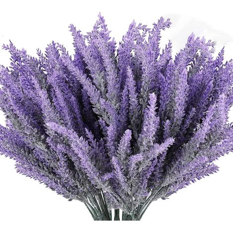 12 Künstliche Lavendelblüten, Künstliche Blumen Mit Beflockung, Künstliche Pflanzendekoration Für Drinnen Und Draußen, Garten, Hochzeit (lila), 35 Cm