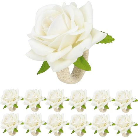 12 Weiße, Runde Servietten Mit Blumenmuster, Ideal Als Hochzeitsserviette, Blumendekoration Für Hochzeitsbankette, Weihnachten, Ostern Und Dinner.